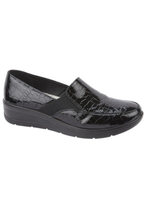 Shoe Tree Ladies Agatha Black Patent Croc Shoes